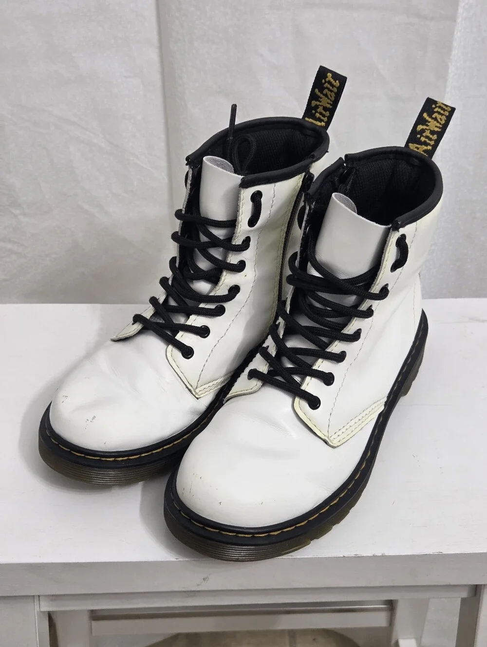 Dr. Martens Junior White Combat Boots Size US 4